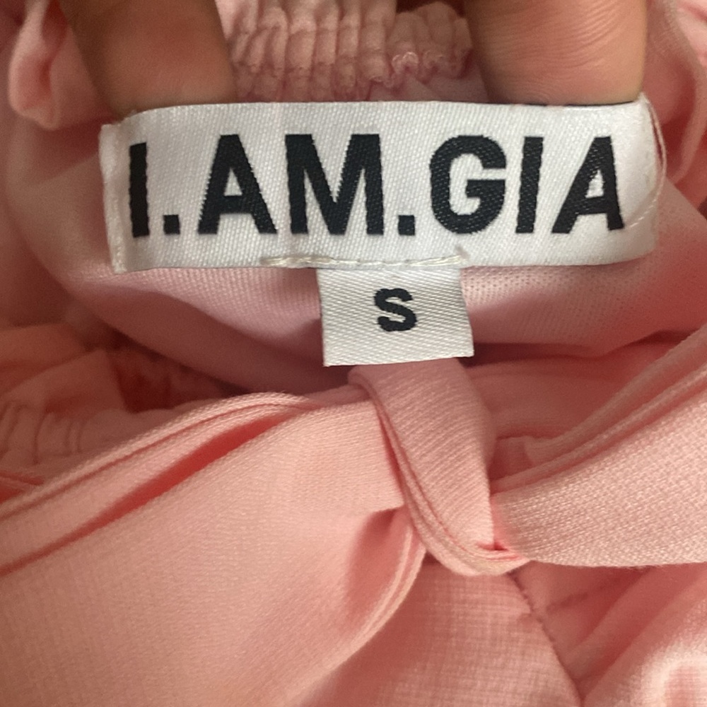 I.AM.GIA Naomi Corset Blush Pastel Pink Crop Top Bustier Bow Ruffle Trim Top S - Picture 9 of 10